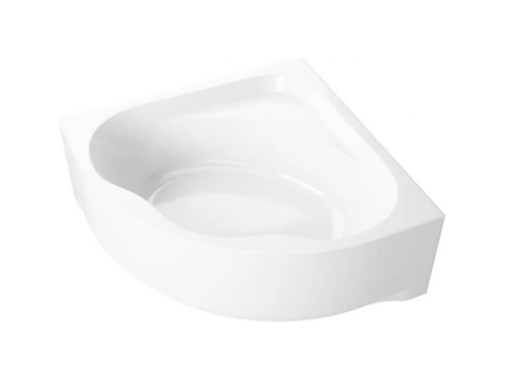 Baignoire asymétrique 150x150 STANDARD acrylique blanc + avec Tablier + Pieds + Vidage à chromé