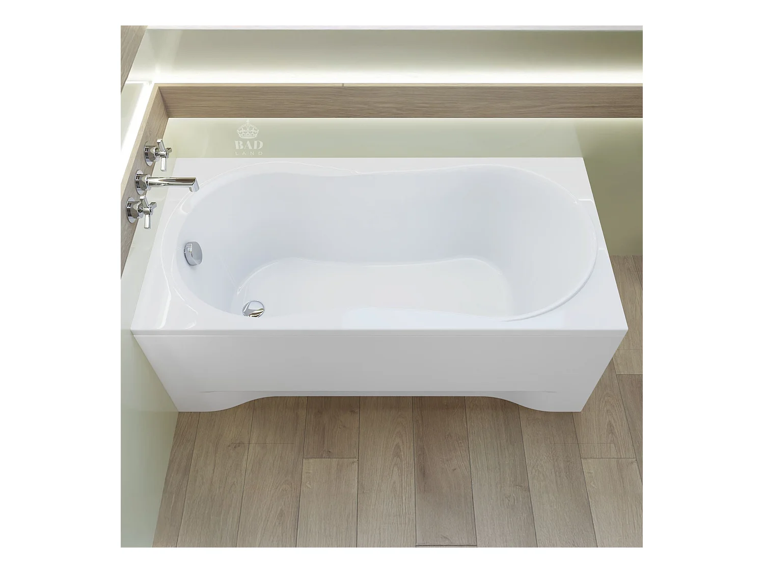 Baignoire rectangulaire 170x70 GRACJA acrylique blanc + avec Tablier + Pieds + Vidage à chromé