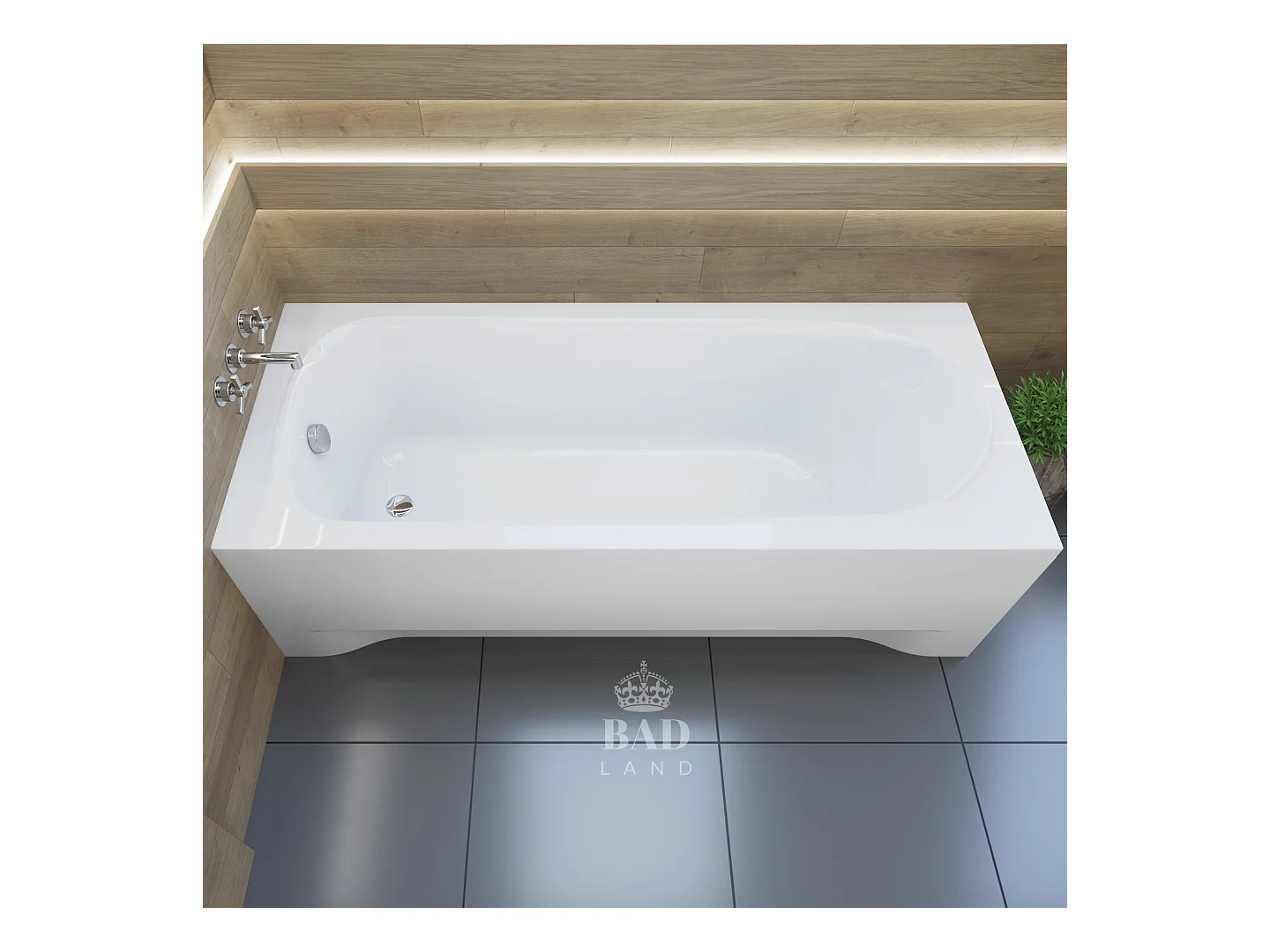 Badewanne Rechteck MEDIUM 190x80 mit AcrylSchürze | Ablauf & Füße GRATIS !