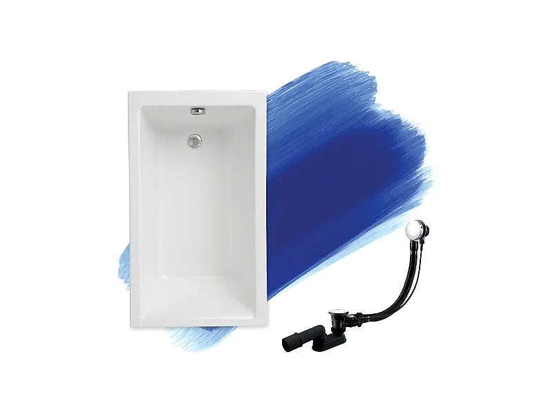 Baignoire rectangulaire 120x70 CAPRI acrylique blanc, sans Habillage + Pieds + Vidage à chromé