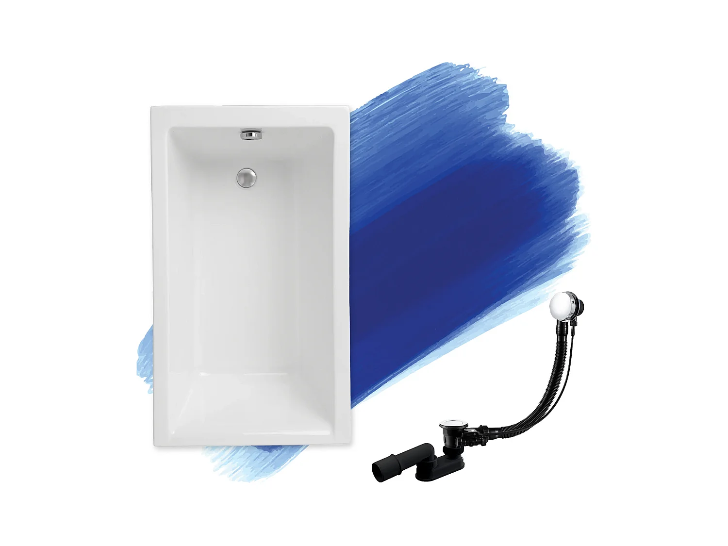 Baignoire rectangulaire 120x70 CAPRI acrylique blanc, sans Habillage + Pieds + Vidage à chromé