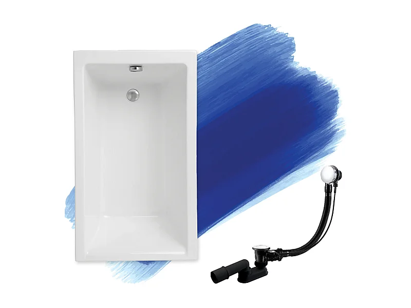 Baignoire rectangulaire 120x70 CAPRI acrylique blanc, sans Habillage + Pieds + Vidage à chromé