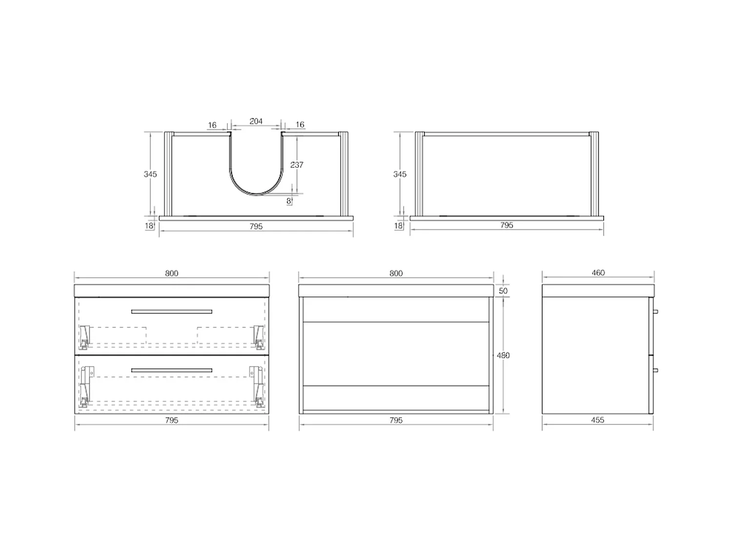 Meuble avec vasque 80 cm chêne californien gris Aquasun