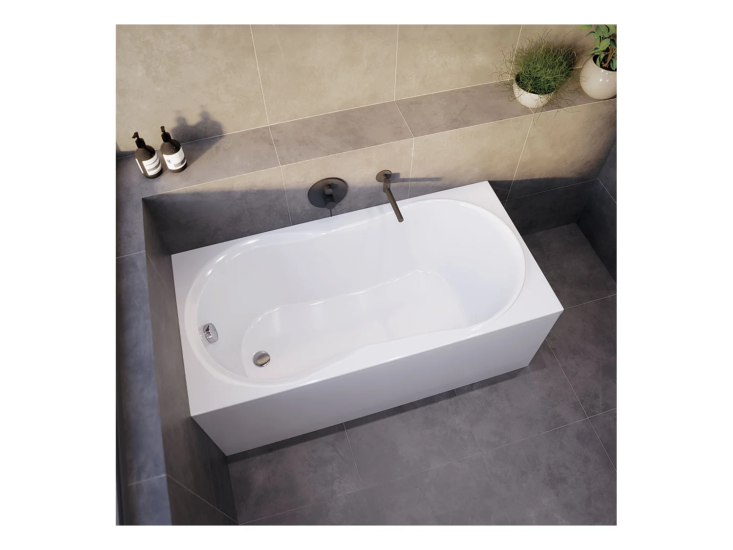 Baignoire rectangulaire 170x70 GRACJA acrylique blanc, sans Habillage + Pieds + Vidage à chromé