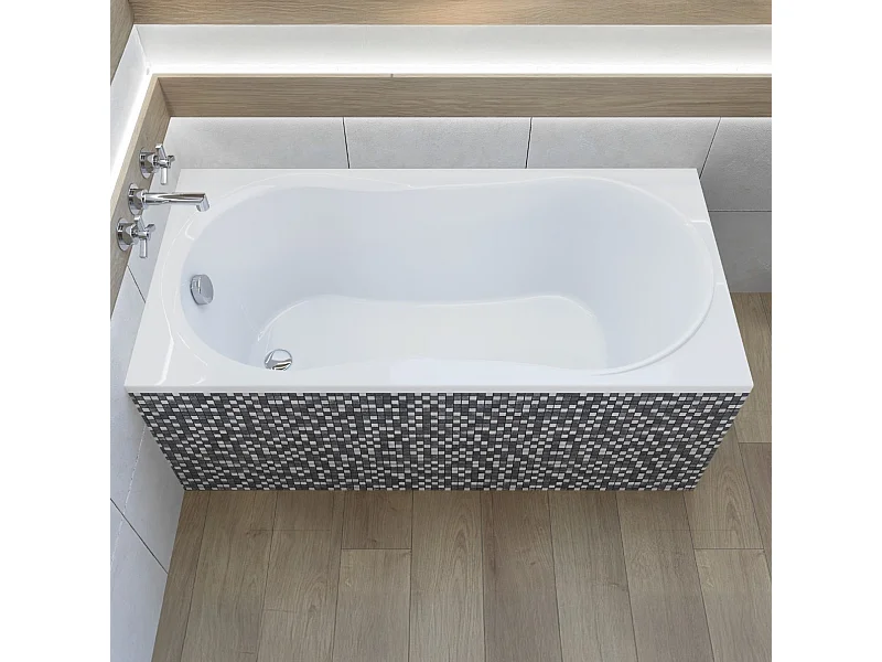 Baignoire rectangulaire 140x70 GRACJA acrylique blanc + Habillage en polystyrène + Pieds + Vidage à chromé