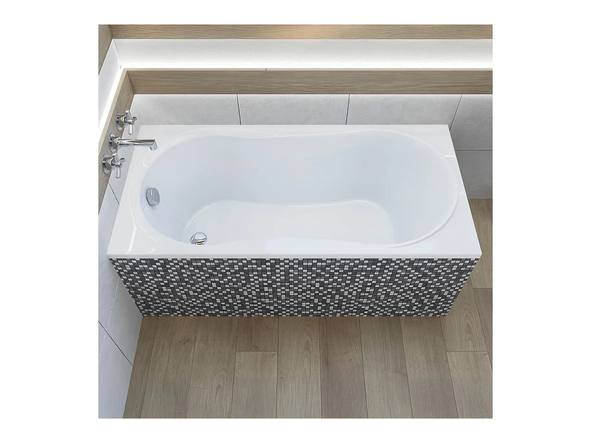 Baignoire rectangulaire 140x70 GRACJA acrylique blanc + Habillage en polystyrène + Pieds + Vidage à chromé