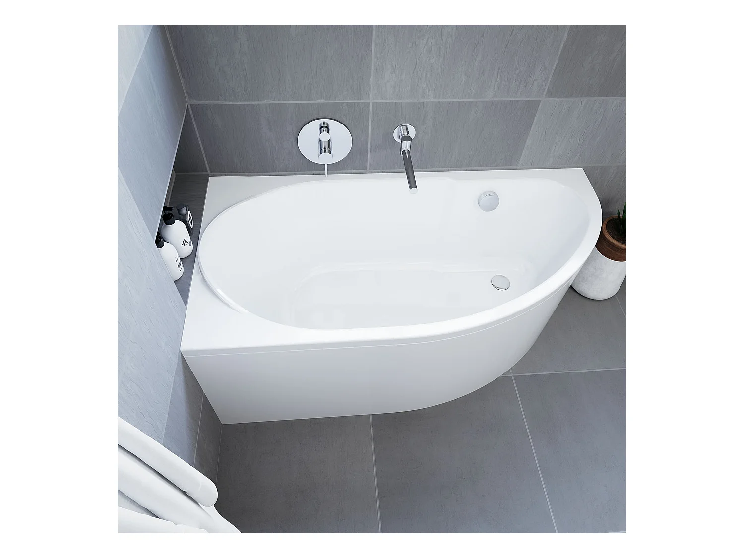 Badewanne Eckwanne MIKI 145x85 Rechts mit AcrylSchürze | Ablauf & Füße GRATIS !