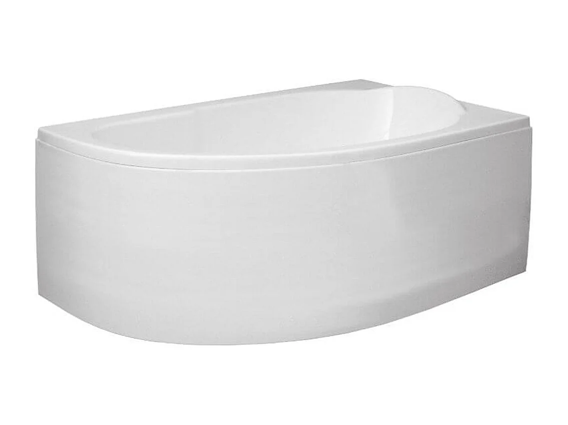 Baignoire asymétrique 145x85 Droite MIKI acrylique blanc + avec Tablier + Pieds + Vidage à chromé