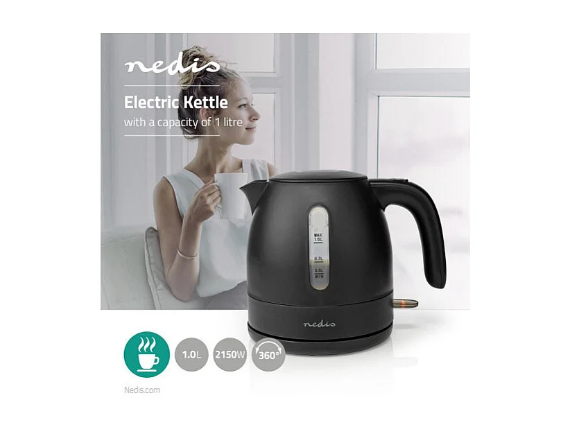 Bouilloire électrique Nedis 1L noir