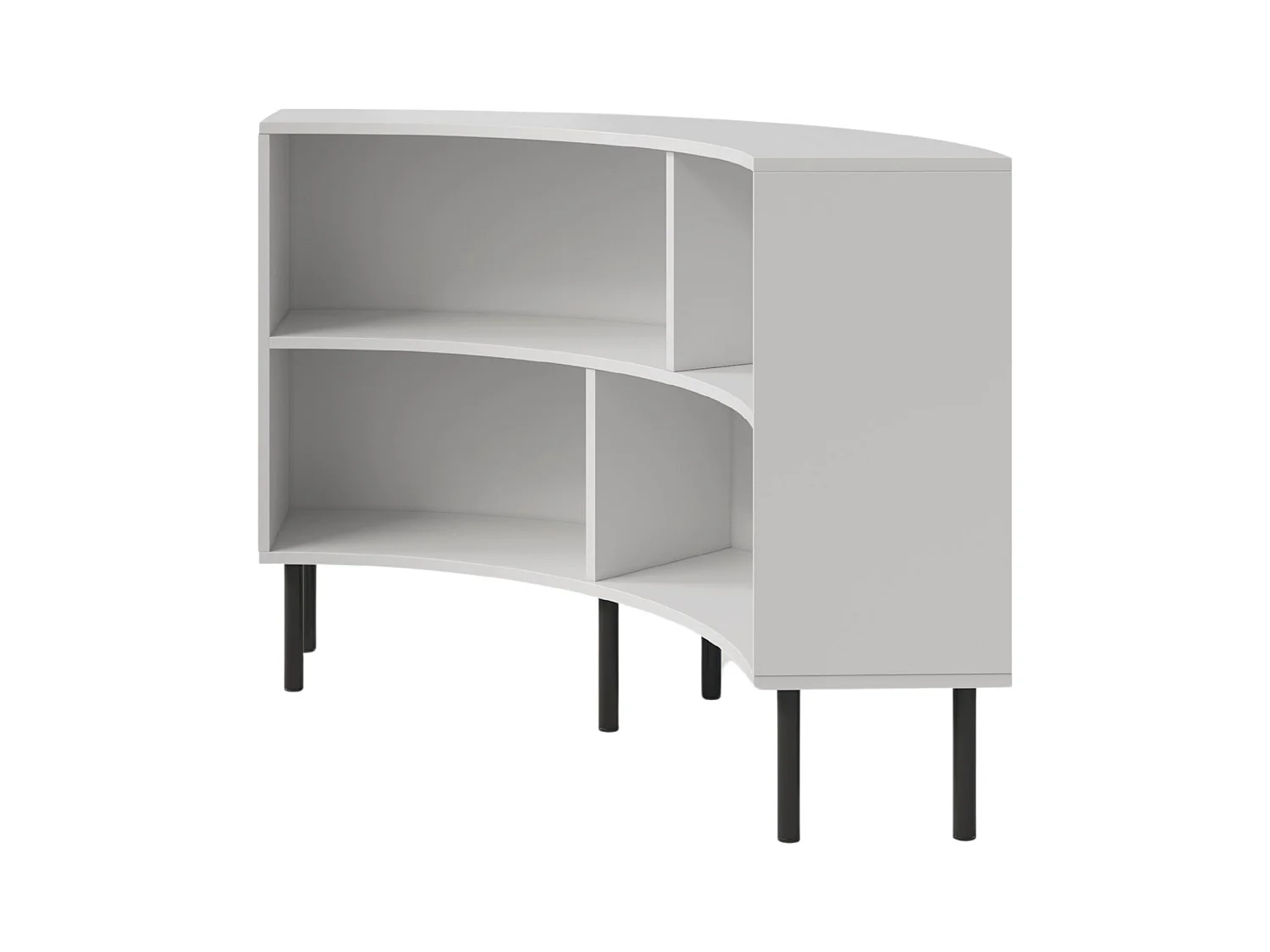 Narożny niski regał Skandica HORN z czarnymi nogami / biały