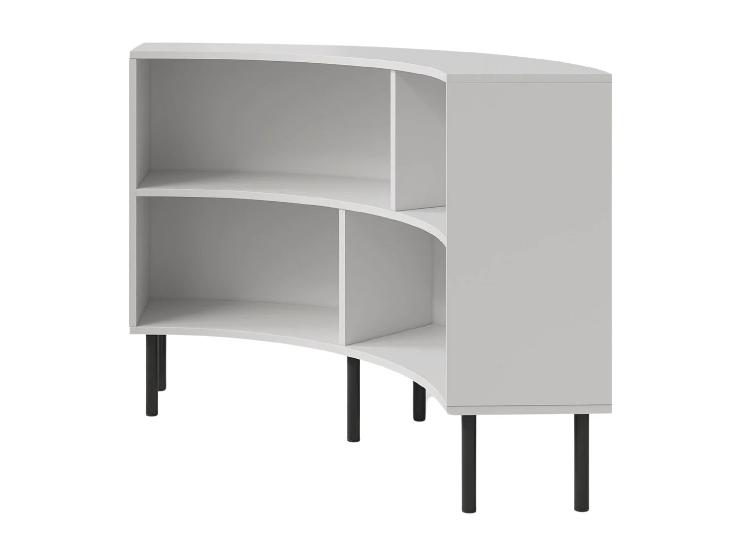 Narożny niski regał Skandica HORN z czarnymi nogami / biały