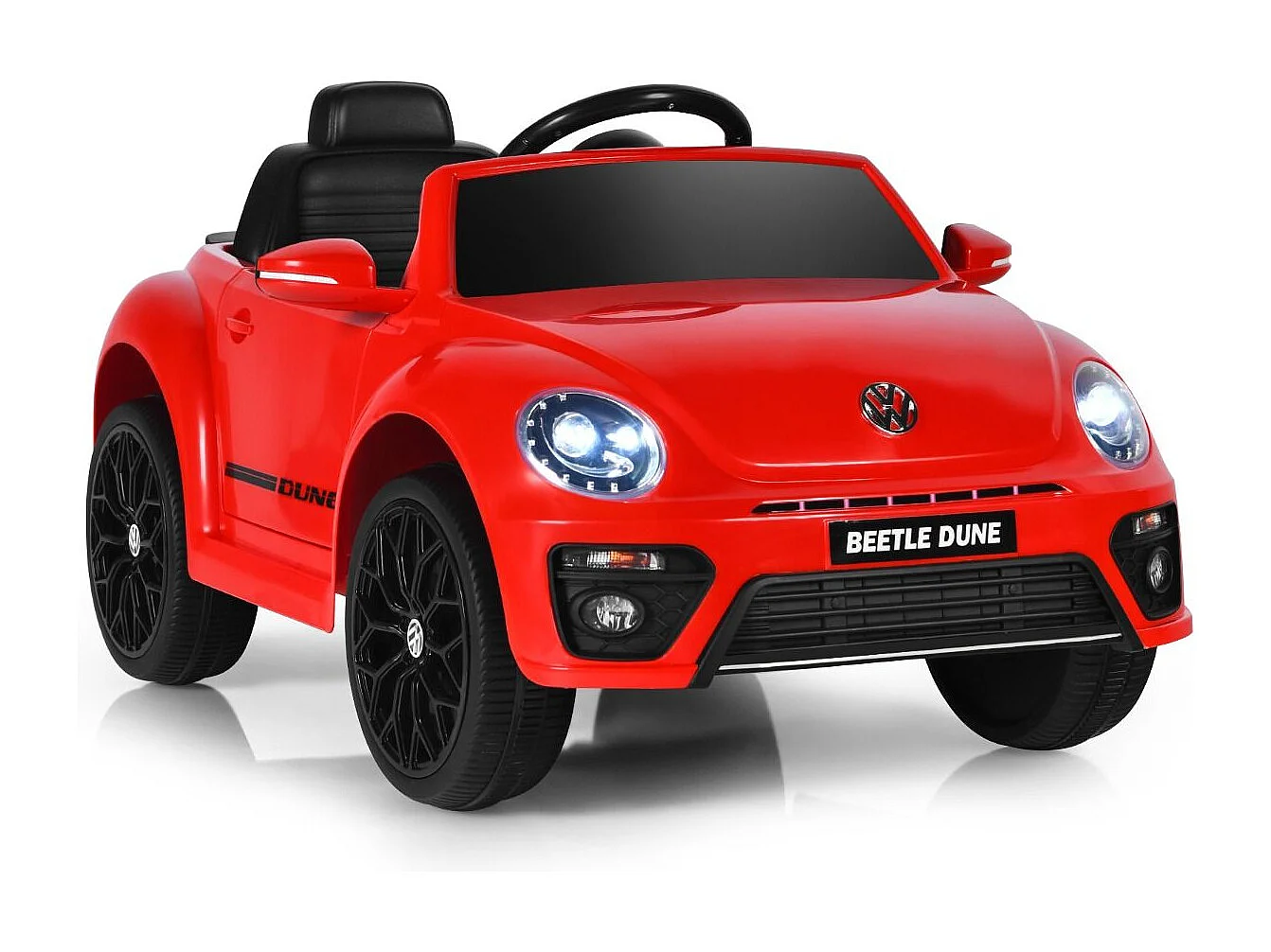 Volkswagen Beetle Voiture Électrique 12V/4,5 Ah pour Enfants 3-8 Ans Télécommande 2.4G LED USB Radio Klaxon Rouge