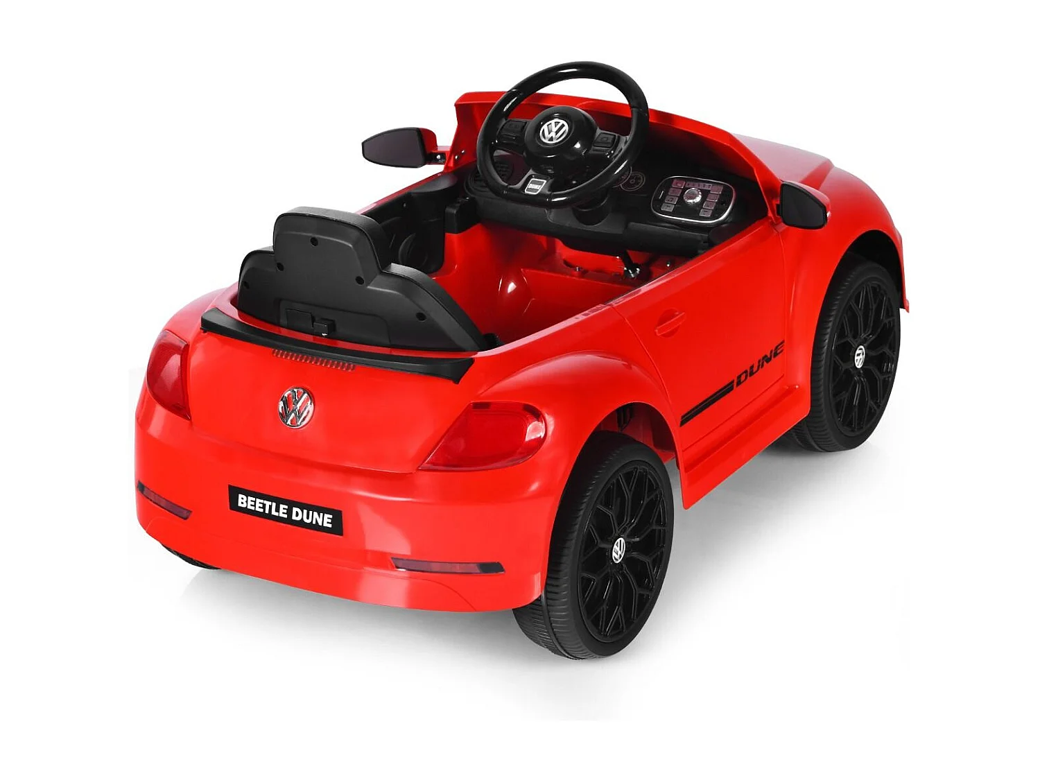 Volkswagen Beetle Voiture Électrique 12V/4,5 Ah pour Enfants 3-8 Ans Télécommande 2.4G LED USB Radio Klaxon Rouge