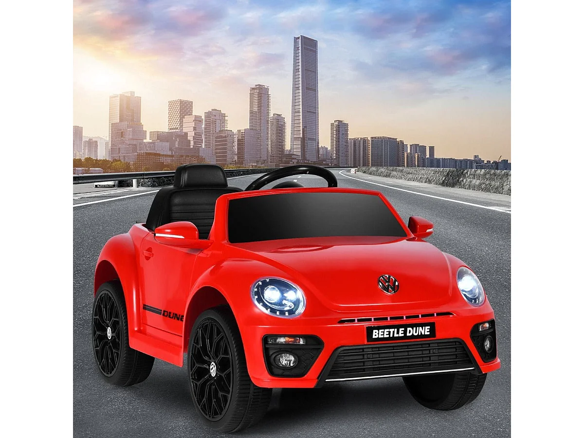 Volkswagen Beetle Voiture Électrique 12V/4,5 Ah pour Enfants 3-8 Ans Télécommande 2.4G LED USB Radio Klaxon Rouge