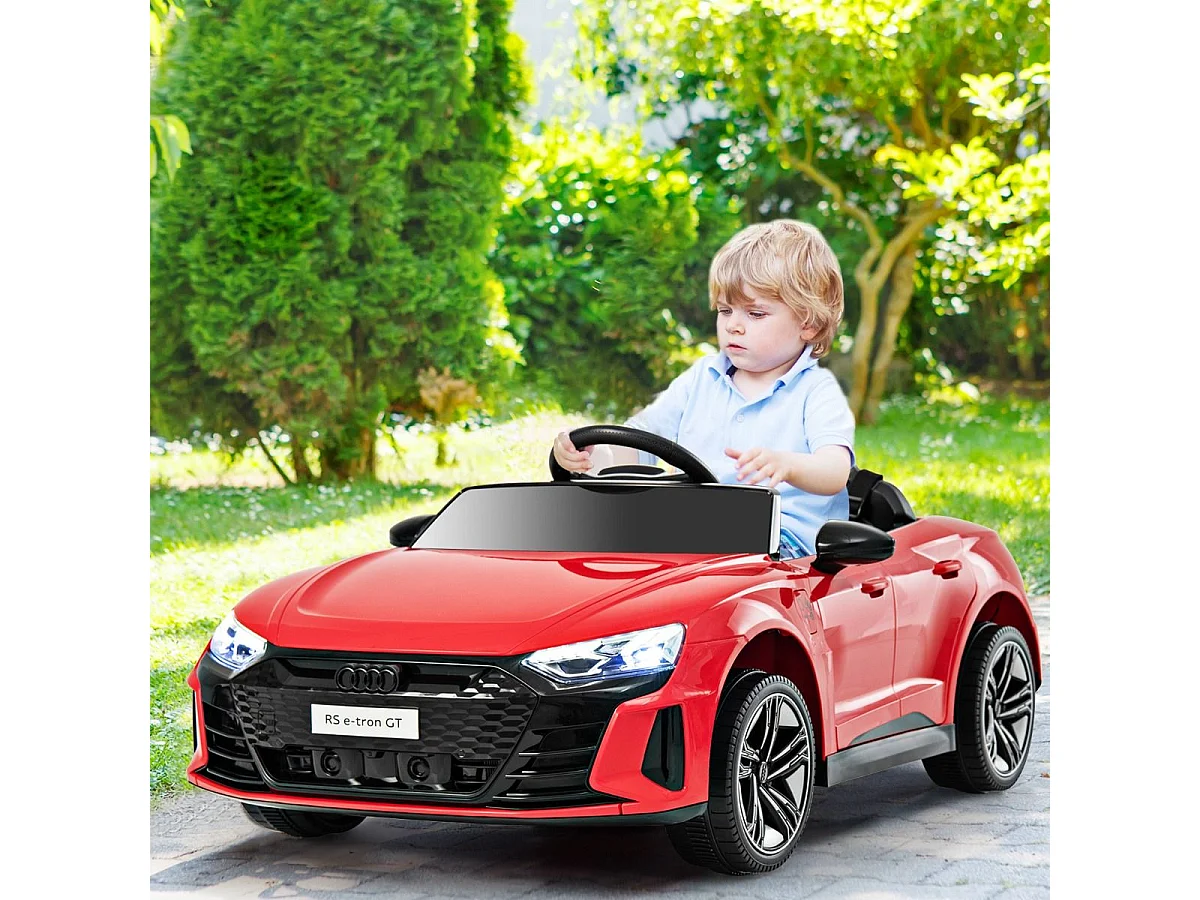 Macchina elettrica per bambini con telecomando luci LED MP3 musica clacson, Veicolo elettrico a batteria 12V Rosso