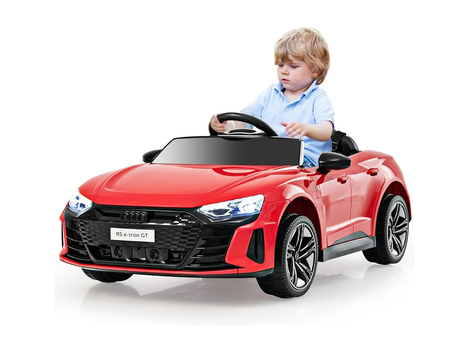 Macchina elettrica per bambini con telecomando luci LED MP3 musica clacson, Veicolo elettrico a batteria 12V Rosso