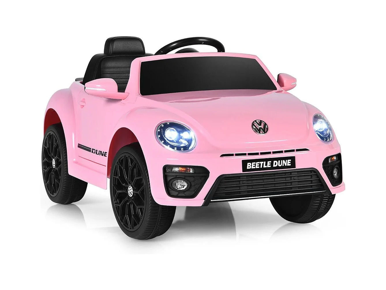 Volkswagen Beetle Voiture Électrique 12V/4,5 Ah pour Enfants 3-8 Ans Télécommande 2.4G LED USB Radio Klaxon Rose