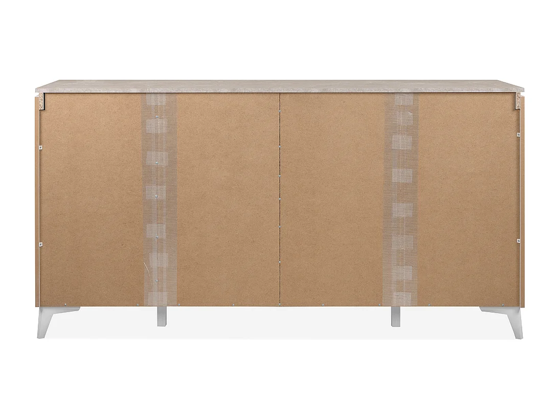 Buffet 3 portes et 3 tiroirs décor travertin et blanc L177cm - BERTRIX