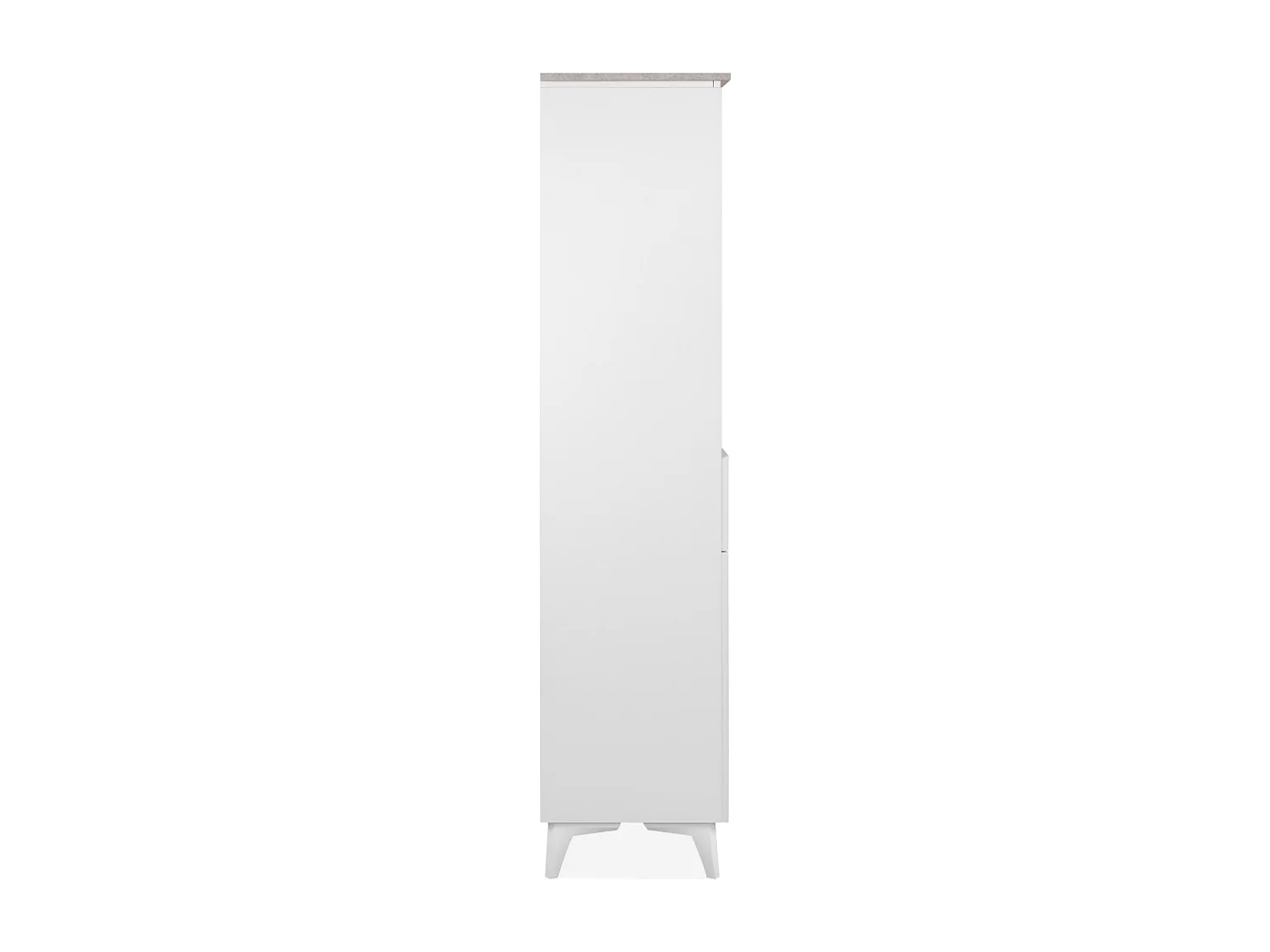 Buffet haut 3 portes, 3 étagères, 1 tiroir, et 2 niches décor travertin et blanc L88cm - BERTRIX