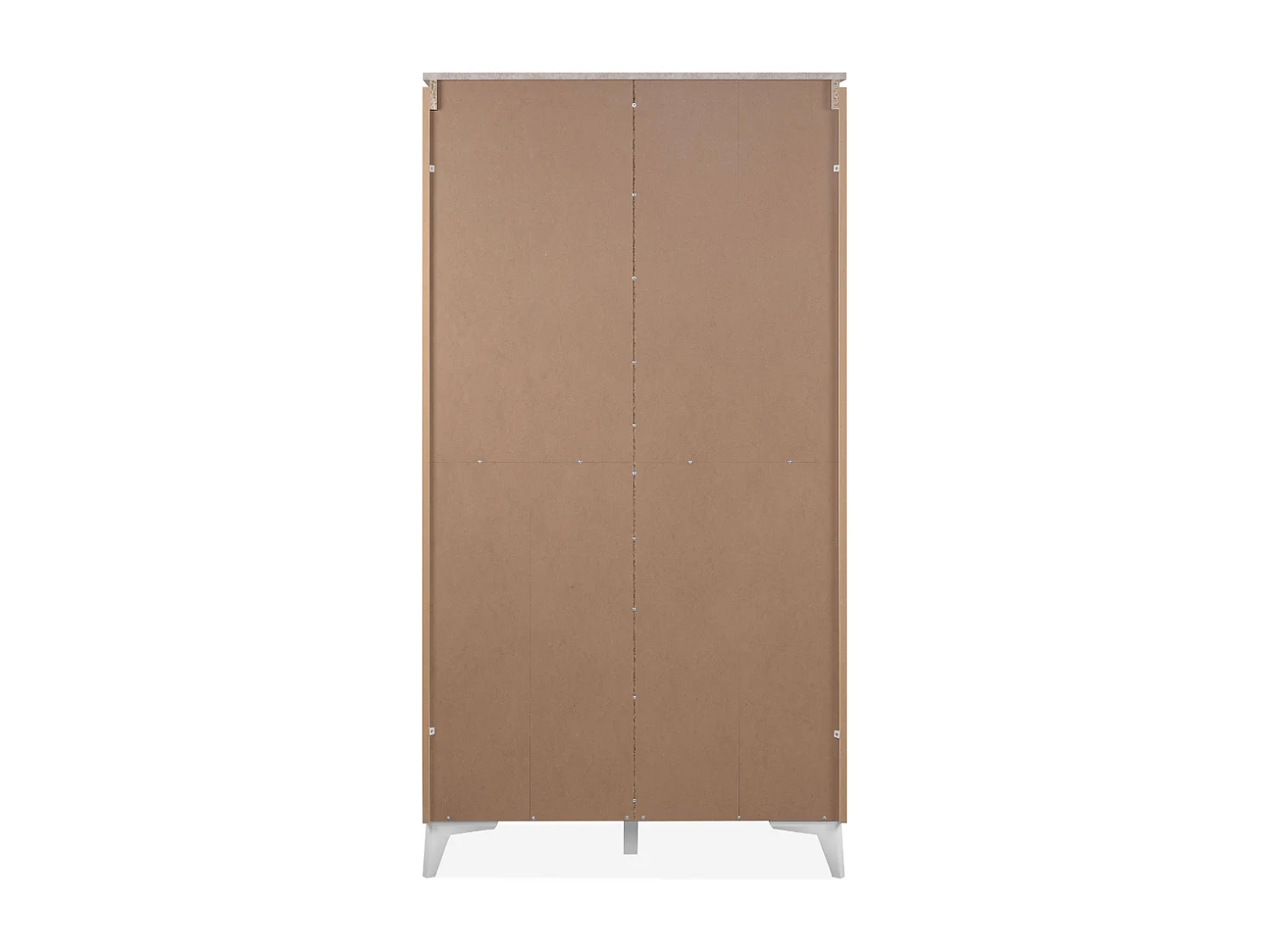 Buffet haut 3 portes, 3 étagères, 1 tiroir, et 2 niches décor travertin et blanc L88cm - BERTRIX