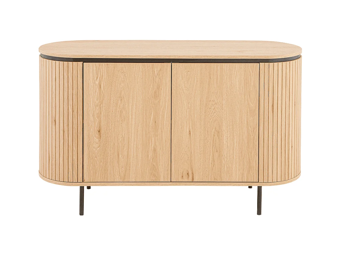 Buffet 2 Portes avec Effet Rainuré L120 cm - MALAGA