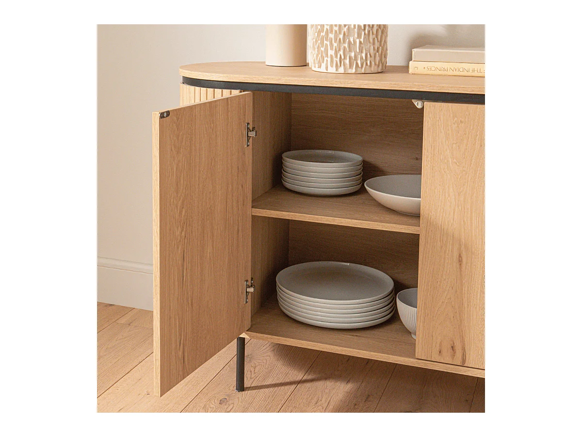 Buffet 2 Portes avec Effet Rainuré L120 cm - MALAGA