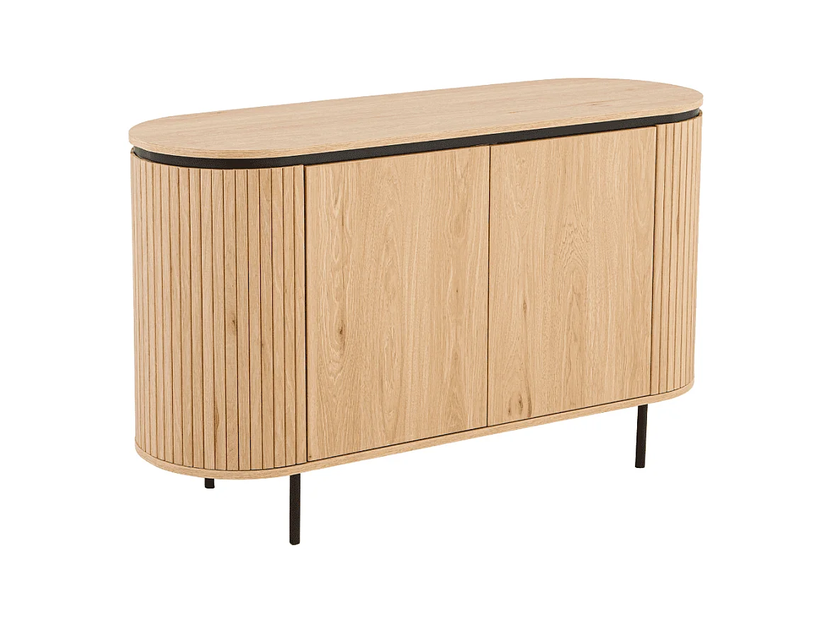 Buffet 2 Portes avec Effet Rainuré L120 cm - MALAGA