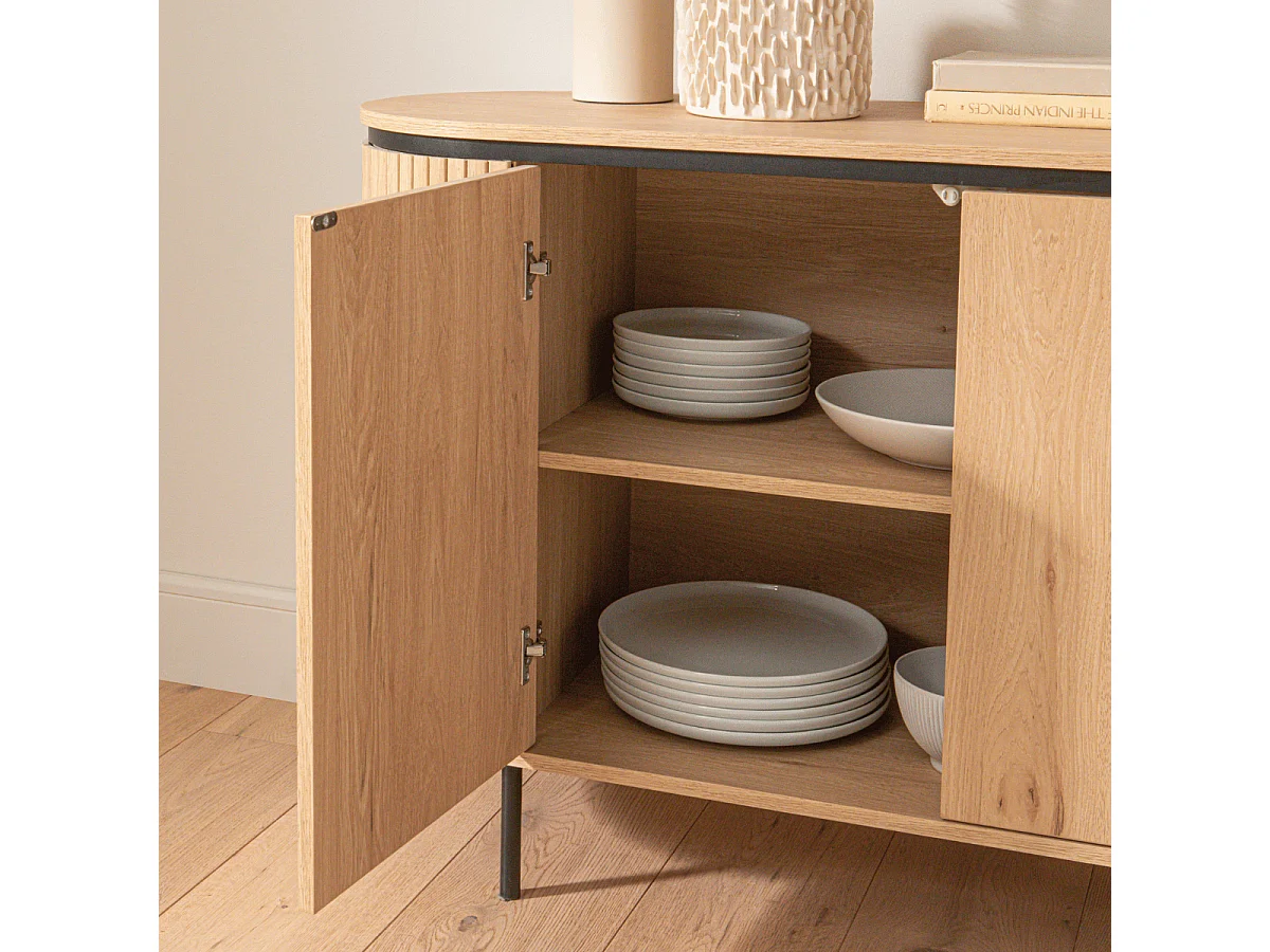 Buffet 2 Portes avec Effet Rainuré L120 cm - MALAGA