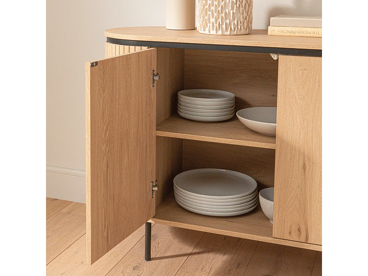 Buffet 2 Portes avec Effet Rainuré L120 cm - MALAGA