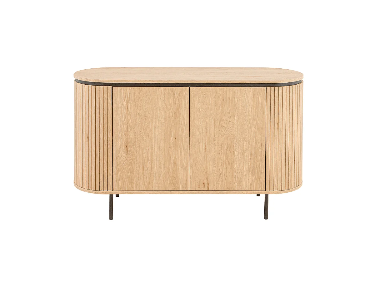 Buffet 2 Portes avec Effet Rainuré L120 cm - MALAGA
