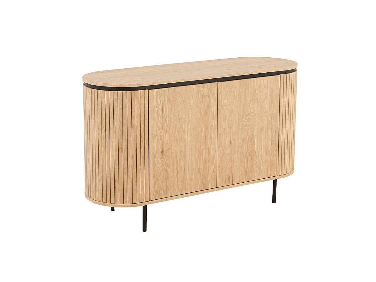 Buffet 2 Portes avec Effet Rainuré L120 cm - MALAGA
