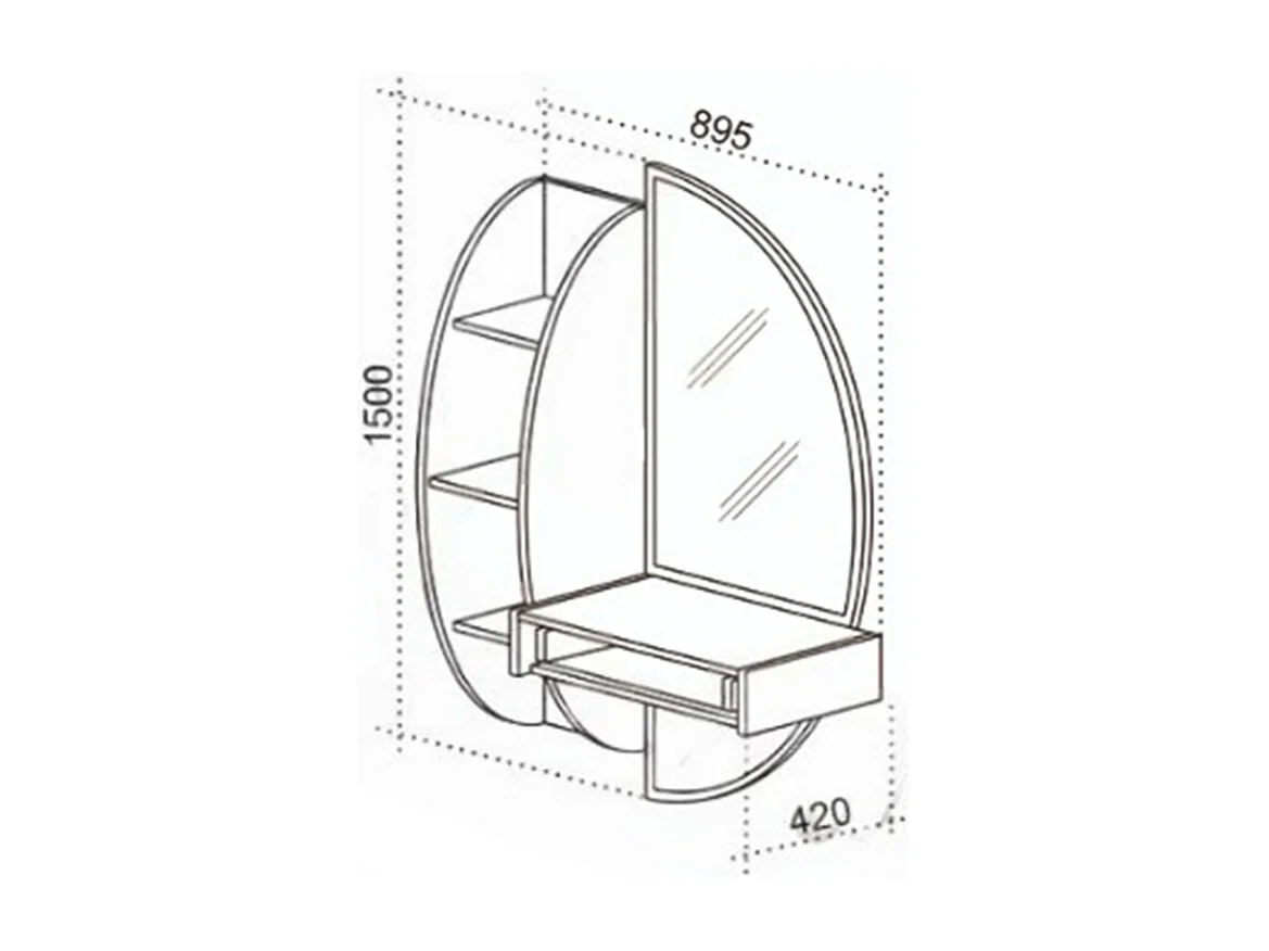 Toeletta sospesa 89,5x175x42 cm con specchio in grafite e rovere scuro CU48