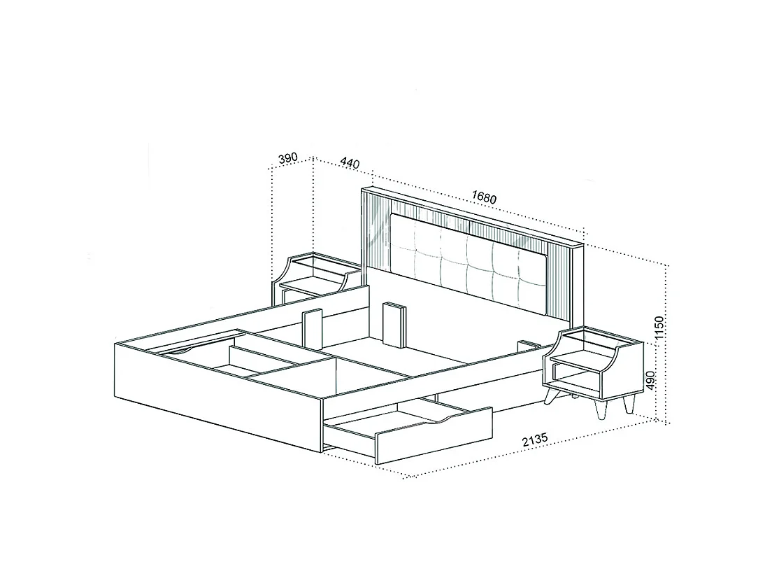 Letto matrimoniale 160x200 cm con cassetti rovere scuro, beige e grafite LU47