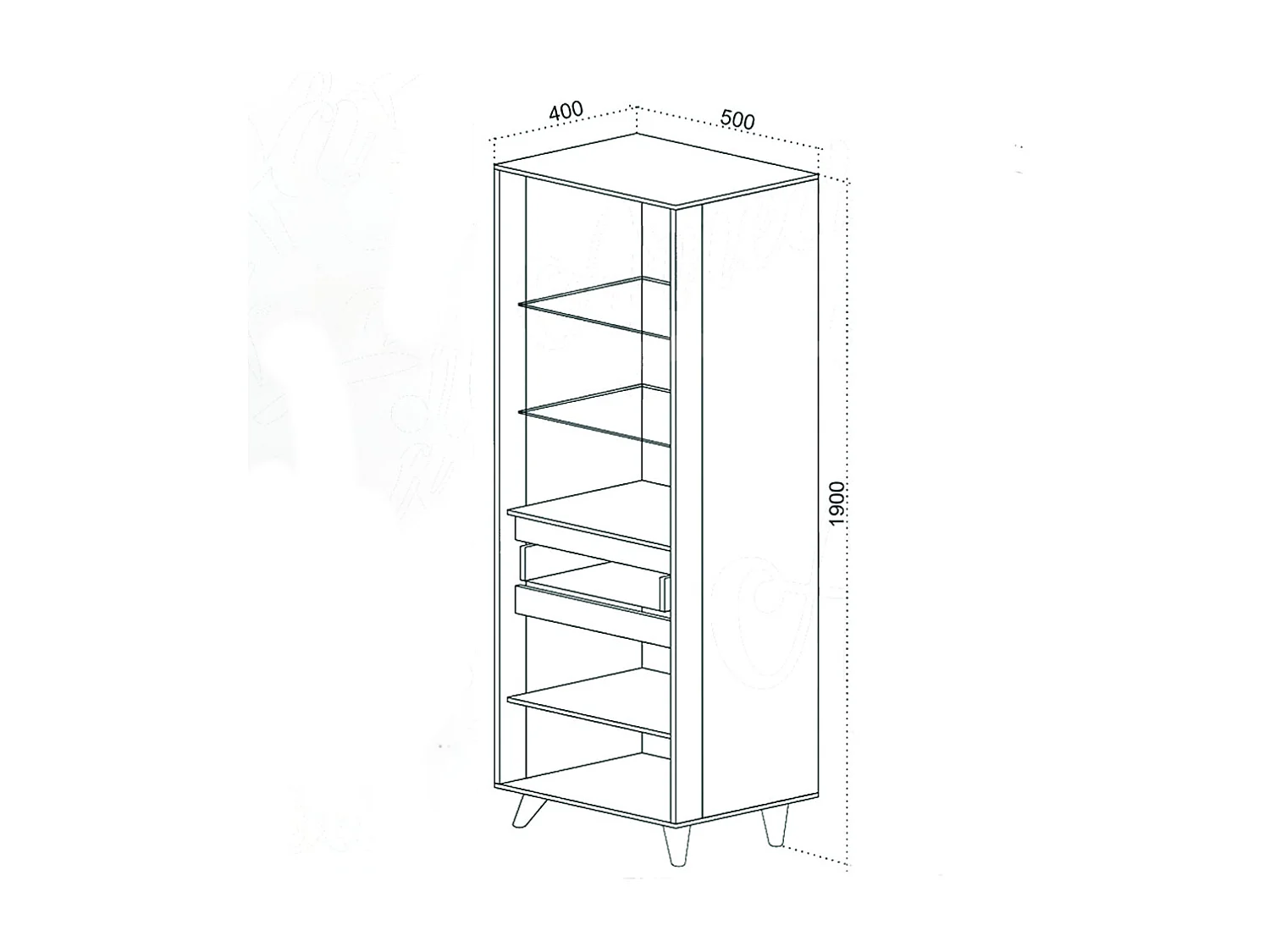 Vetrina con LED 50x190x40 cm in rovere, grafite e beige VU1