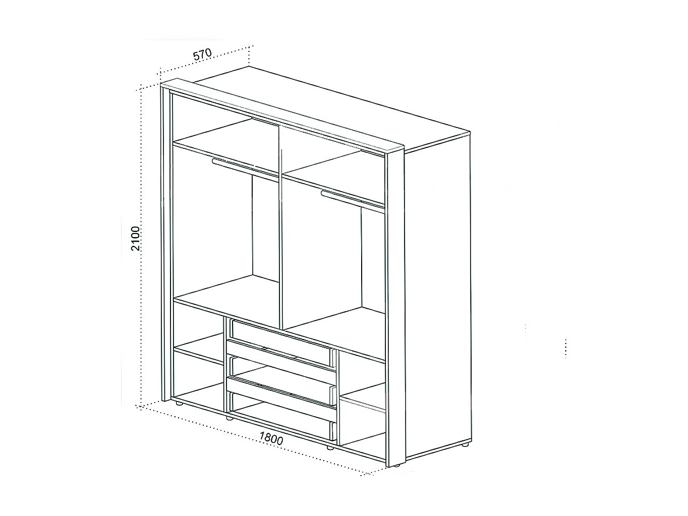 Armadio con ante a soffietto e LED 180x210x57 rovere scuro, beige e grafite AU49