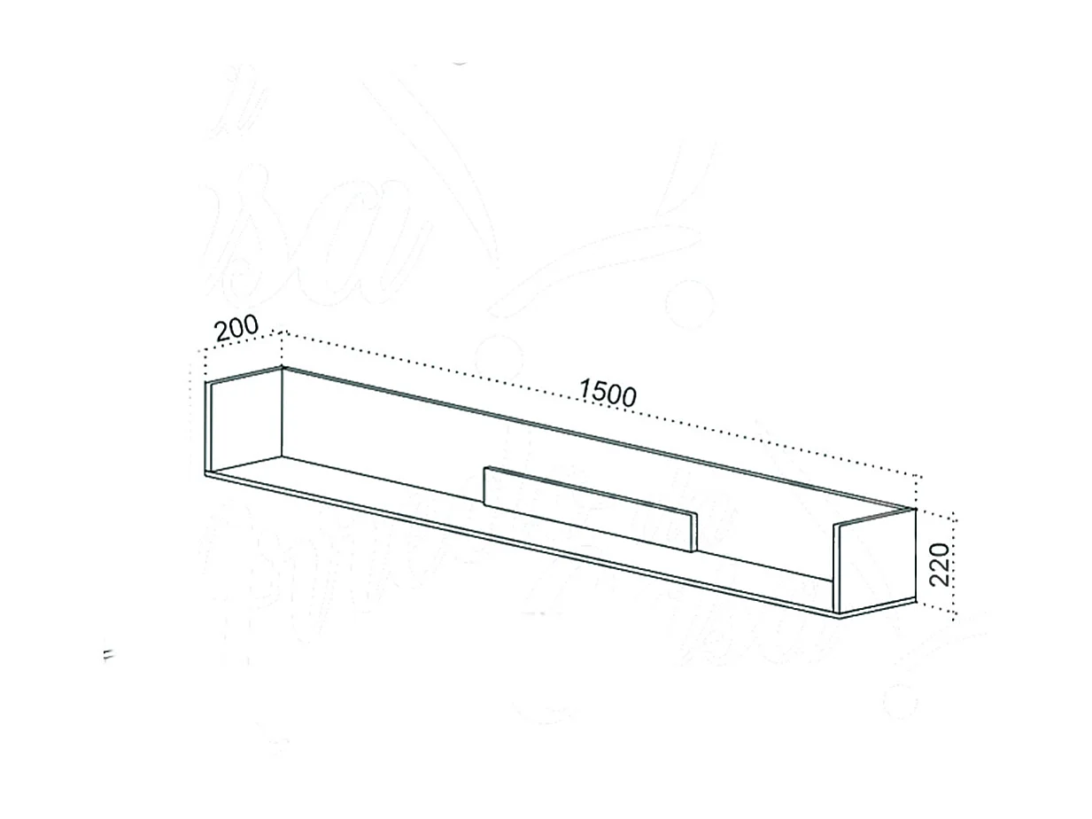 Mensola 150x22x20 cm in rovere, grafite e beige MNU1