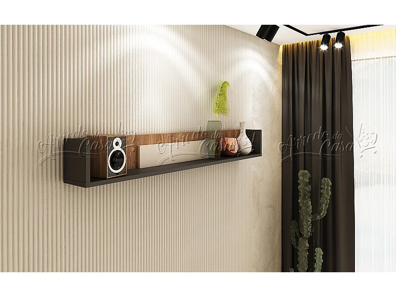 Mensola 150x22x20 cm in rovere, grafite e beige MNU1