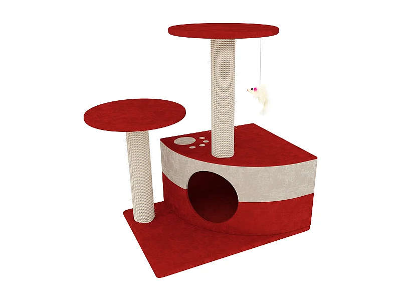 Albero per Gatto con Graffiatoio Cuccia Giocattolo Gatti Parco Giochi Tiragraffi in Sisal Naturale 71 x 44 x 33 cm