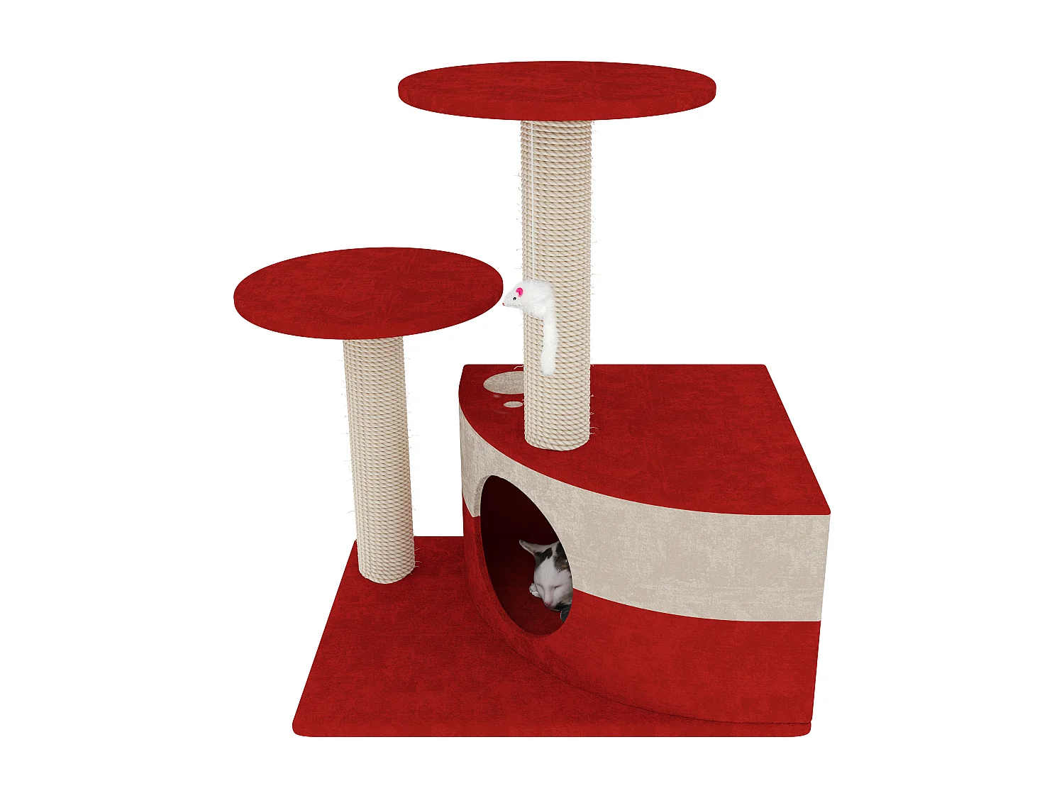 Albero per Gatto con Graffiatoio Cuccia Giocattolo Gatti Parco Giochi Tiragraffi in Sisal Naturale 71 x 44 x 33 cm