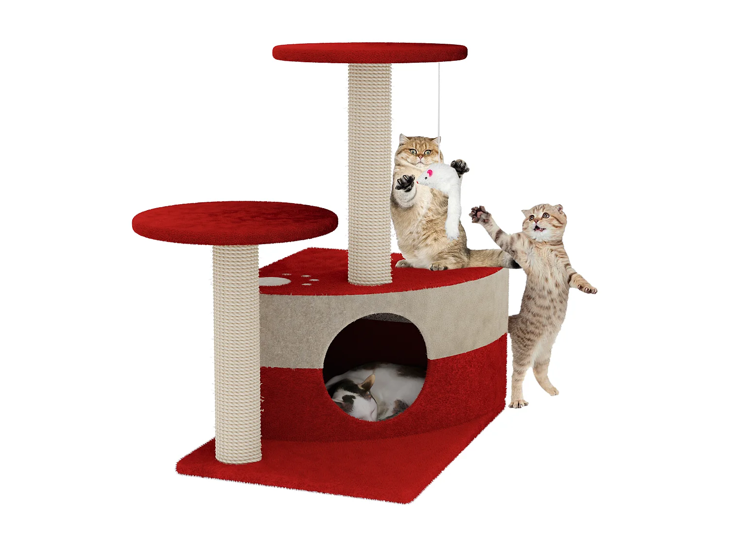 Albero per Gatto con Graffiatoio Cuccia Giocattolo Gatti Parco Giochi Tiragraffi in Sisal Naturale 71 x 44 x 33 cm
