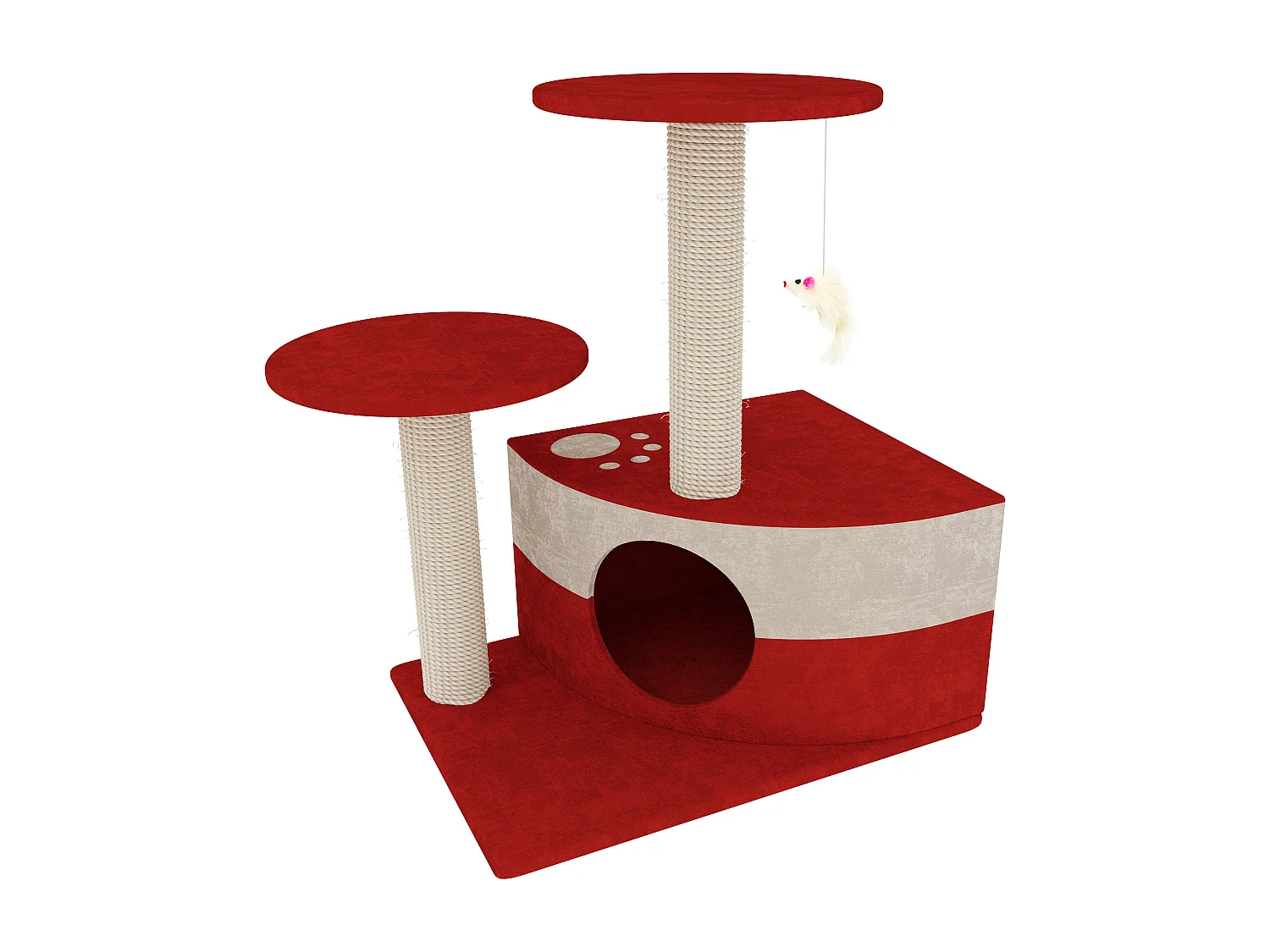 Albero per Gatto con Graffiatoio Cuccia Giocattolo Gatti Parco Giochi Tiragraffi in Sisal Naturale 71 x 44 x 33 cm