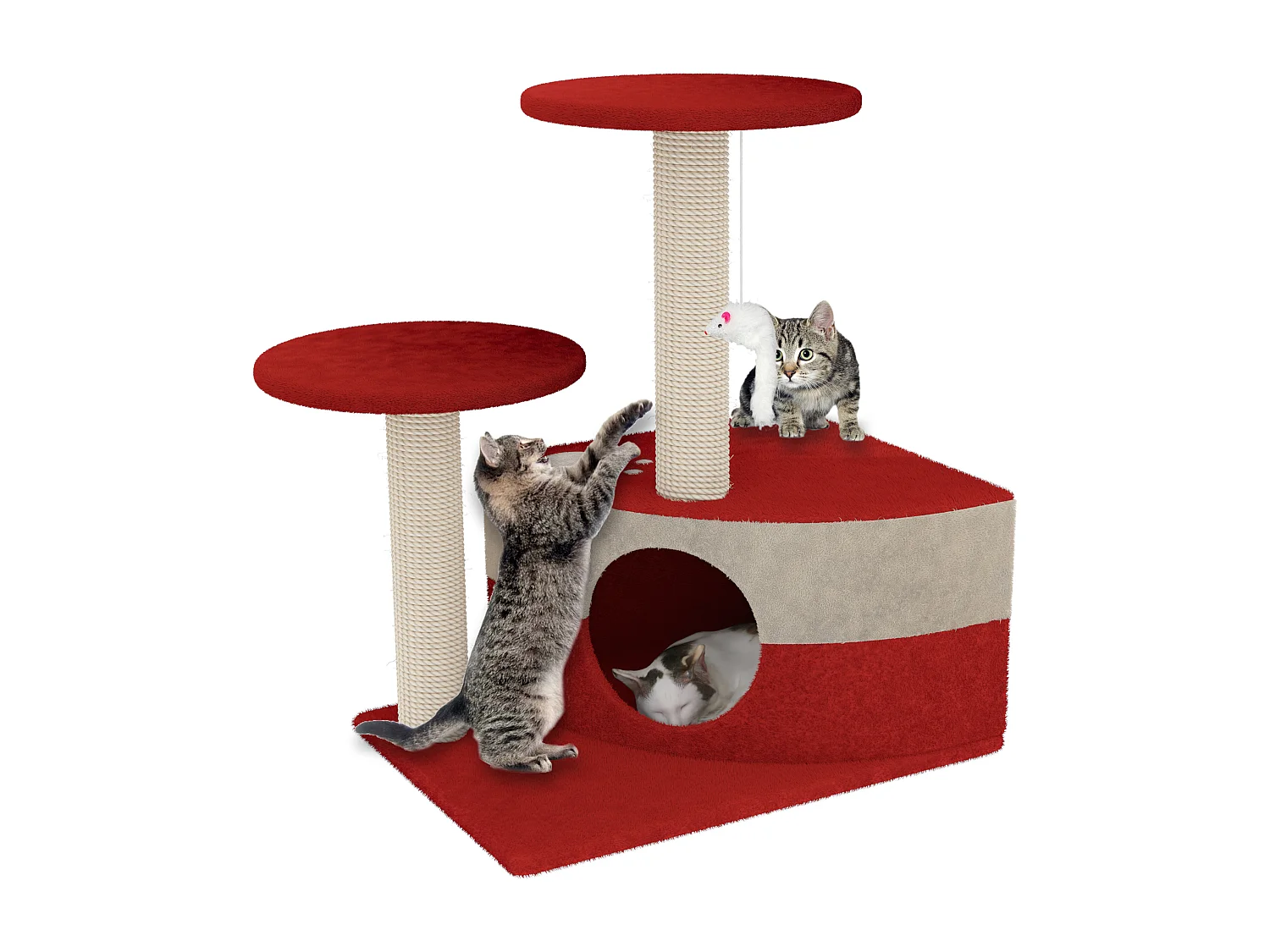 Albero per Gatto con Graffiatoio Cuccia Giocattolo Gatti Parco Giochi Tiragraffi in Sisal Naturale 71 x 44 x 33 cm