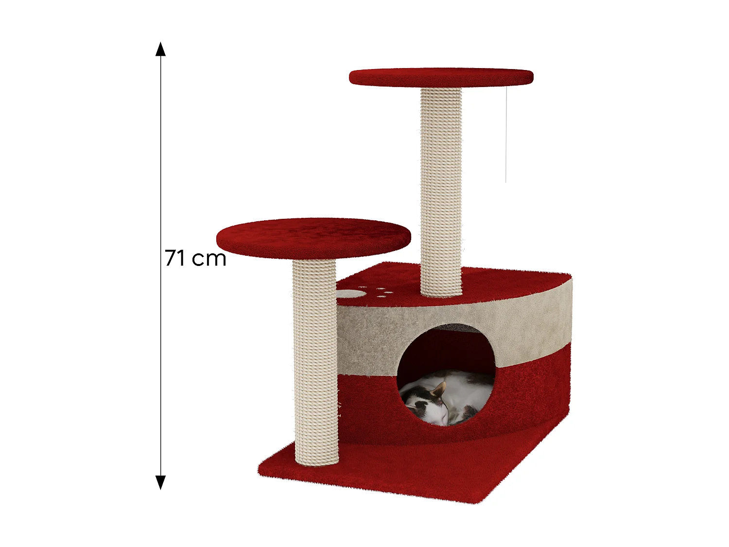 Albero per Gatto con Graffiatoio Cuccia Giocattolo Gatti Parco Giochi Tiragraffi in Sisal Naturale 71 x 44 x 33 cm