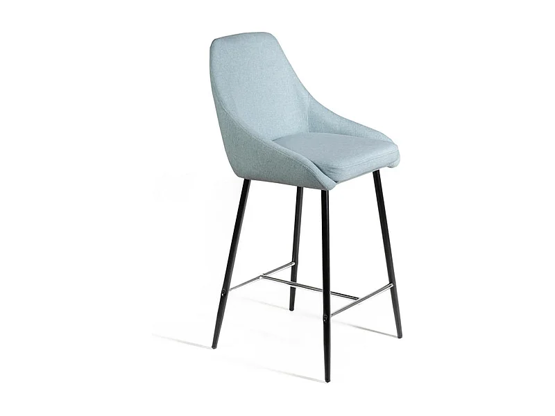 Set mit 2 hohen Hockern aus aquagrünem Stoff mit Fußstütze aus Metall "Petit" cm 46x49 97h