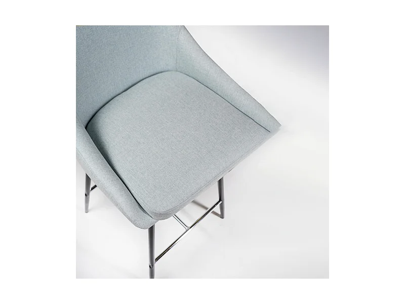 Lot de 2 tabourets hauts en tissu vert aqua avec repose-pieds en métal "Petit" cm 46x49 97h