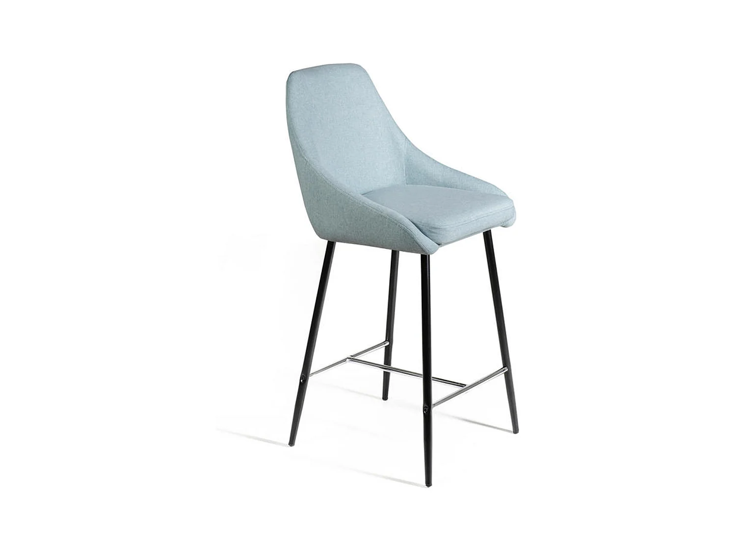 Lot de 2 tabourets hauts en tissu vert aqua avec repose-pieds en métal "Petit" cm 46x49 97h