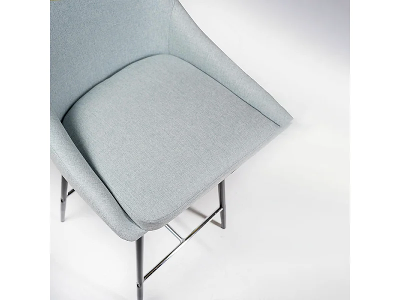 Set di 2 sgabelli alti in tessuto verde acqua poggiapiedi in metallo "Petit" cm 46x49 97h