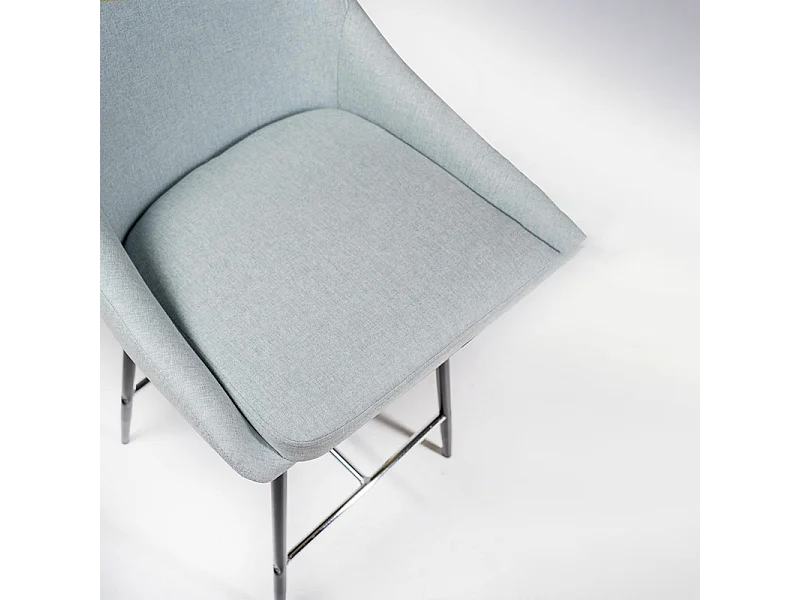 Set di 2 sgabelli alti in tessuto verde acqua poggiapiedi in metallo "Petit" cm 46x49 97h