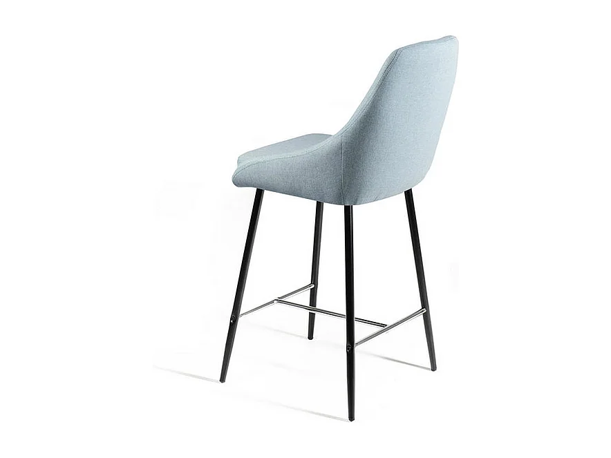 Set di 2 sgabelli alti in tessuto verde acqua poggiapiedi in metallo "Petit" cm 46x49 97h