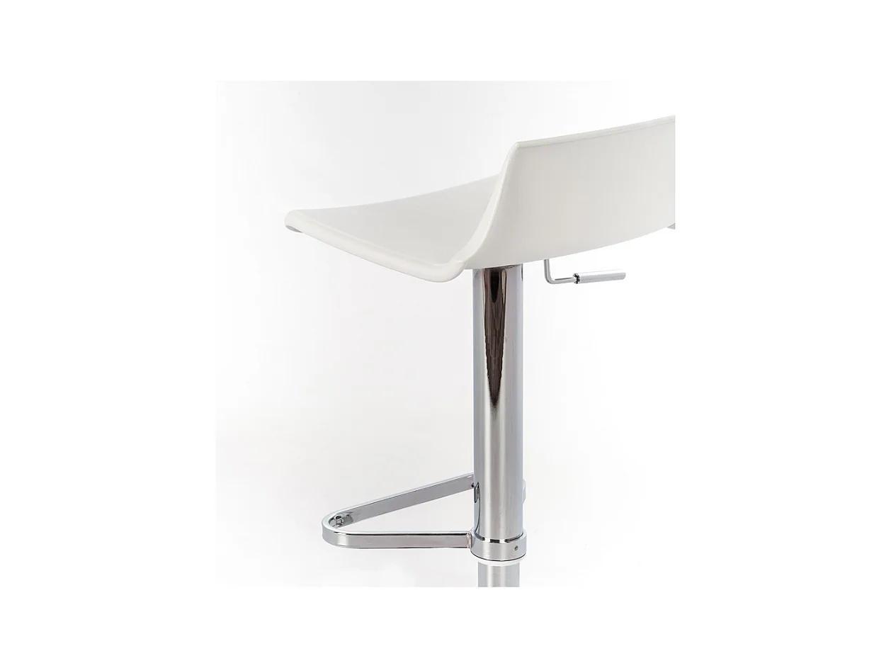 Lot de 2 tabourets hauts blancs "Henri" en polypropylène avec élévation à gaz et repose-pieds 41x39 72h cm